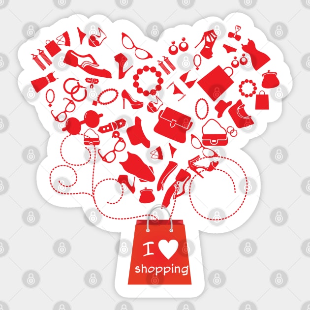 I Love Shopping Sticker by Mako Design 